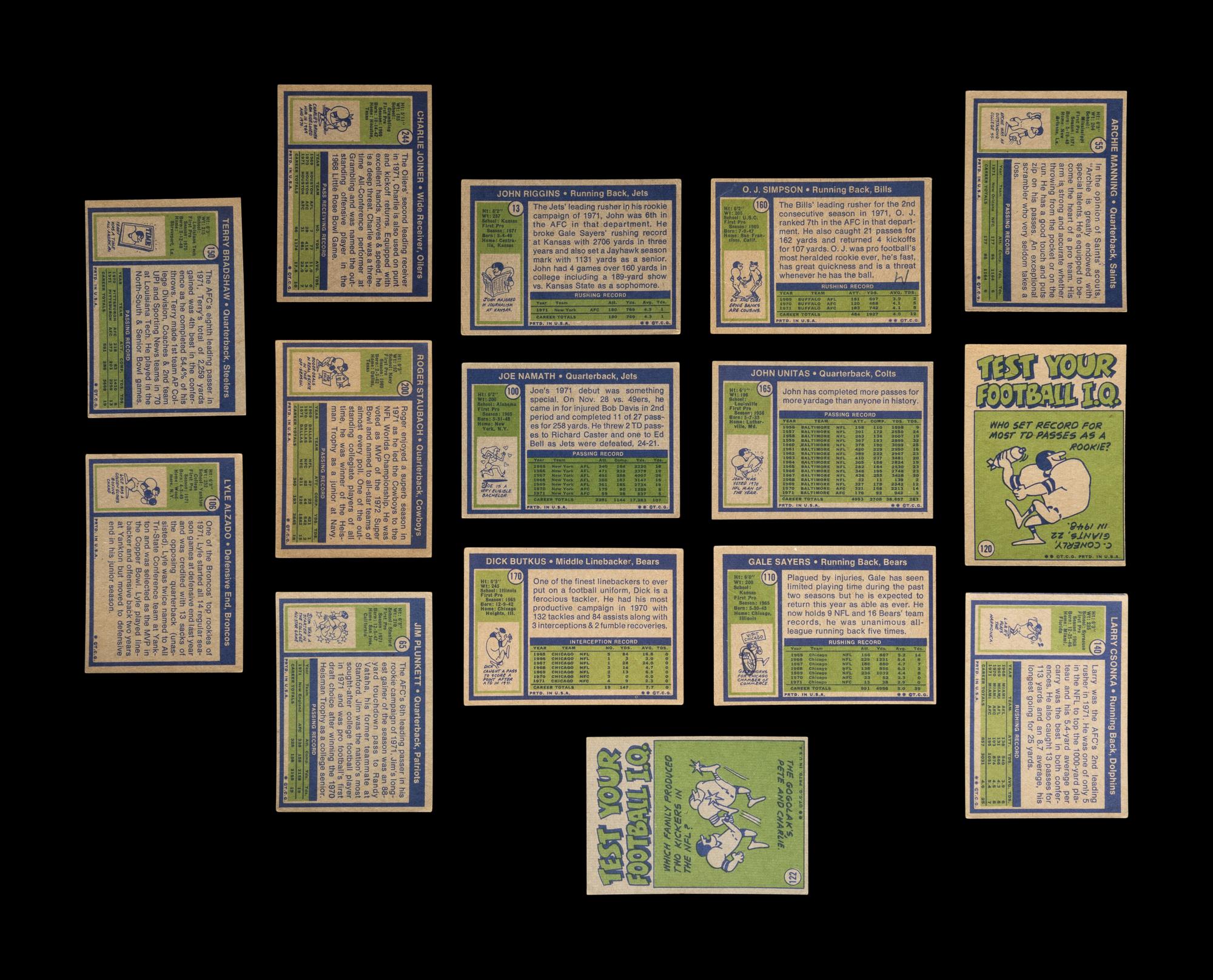 A Complete Run of Series One and Series Two 1972 Topps Football Cards Including Roger Staubach Rookie Card (263/263)