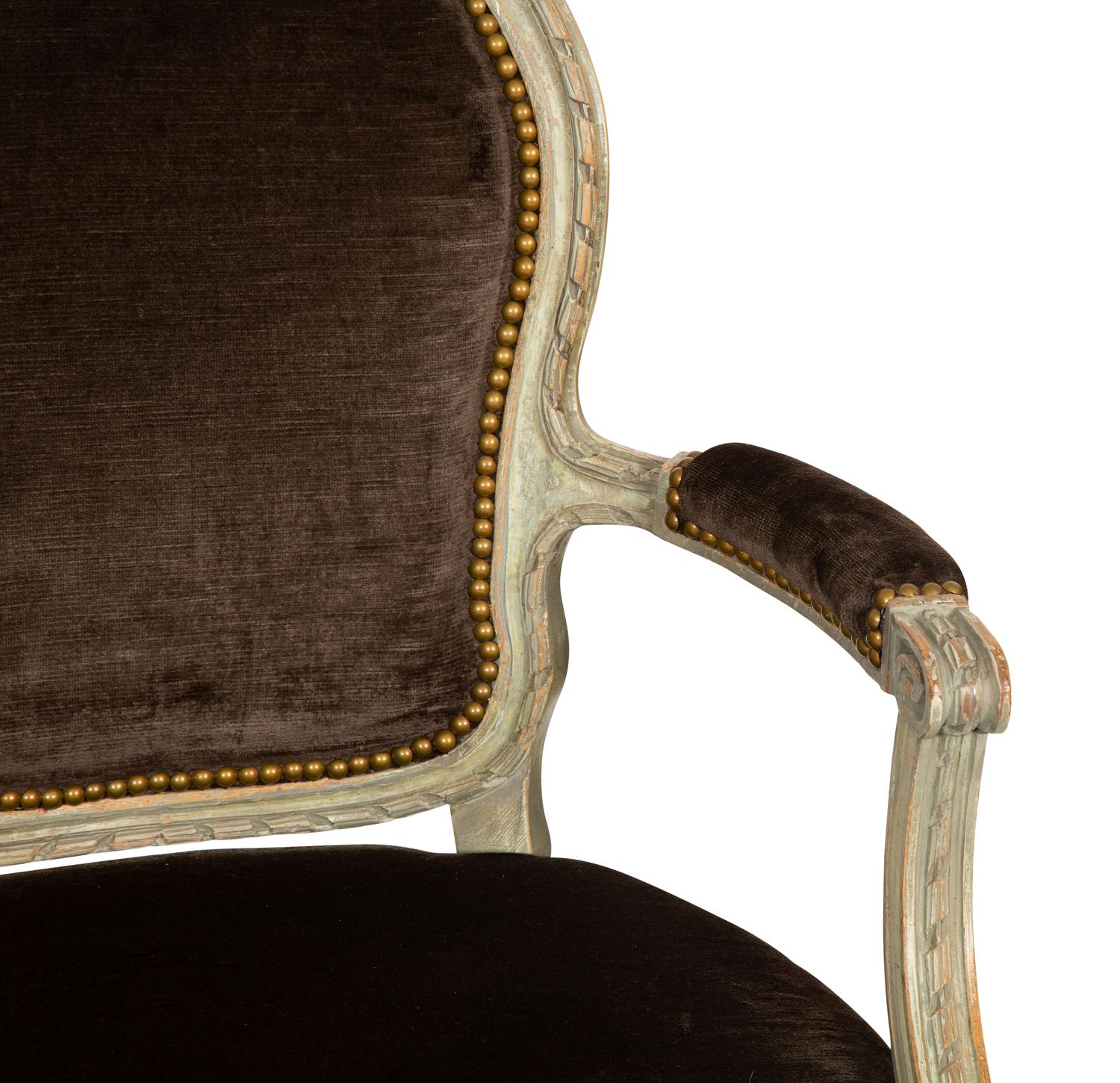 Two French Carved and Painted Wood Chairs