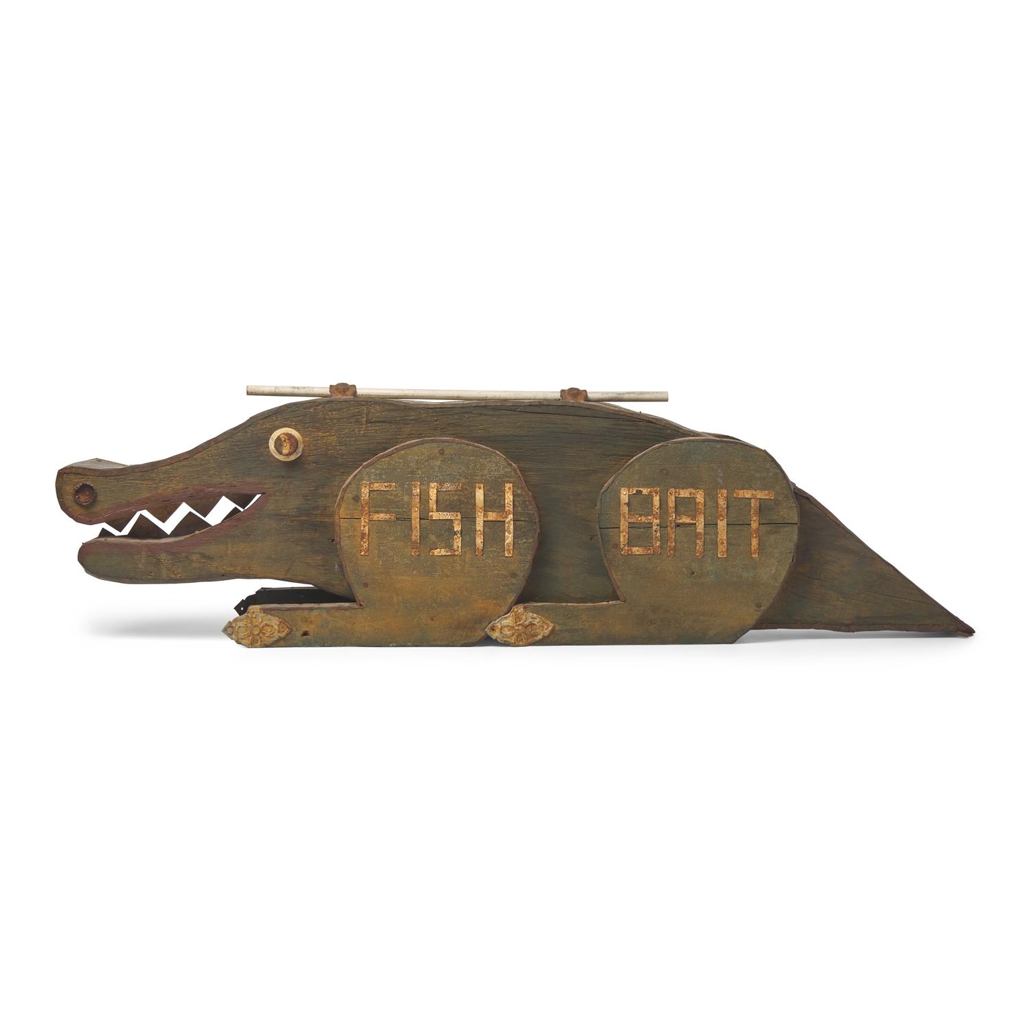 A Found Object Alligator-Form Trade Sign