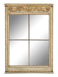 A French Provincial Green-Painted and Parcel-Gilt Mirror