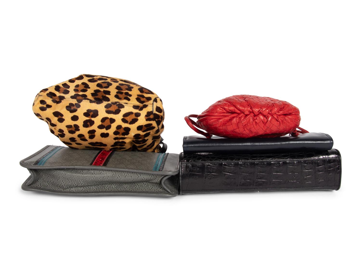 Five Designer Bags and Clutches, Including Bottega Veneta and Carlos Falchi, 1980-90s