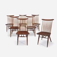 George Nakashima (American, 1905-1990) Set of Seven "Origins" Side Chairs, Model No. 271-W, Widdicomb, Grand Rapids, Michigan, circa 1960s