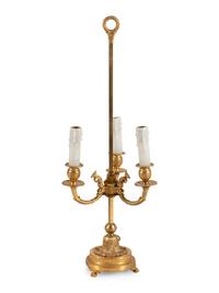 An Empire Style Gilt Metal Three-Light Bouillotte Lamp