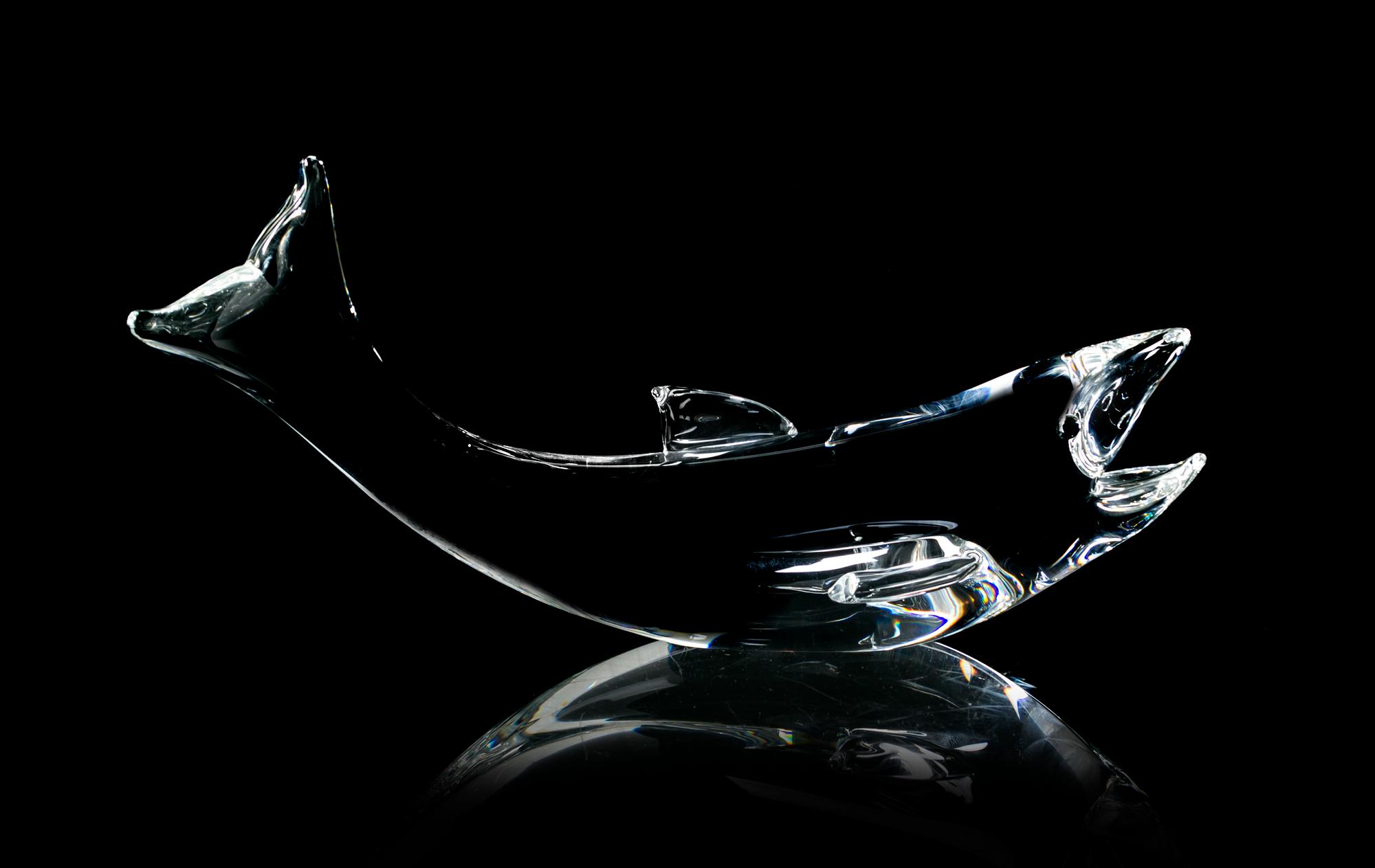 A Steuben Glass Sculpture, Width 15 1/4 inches.