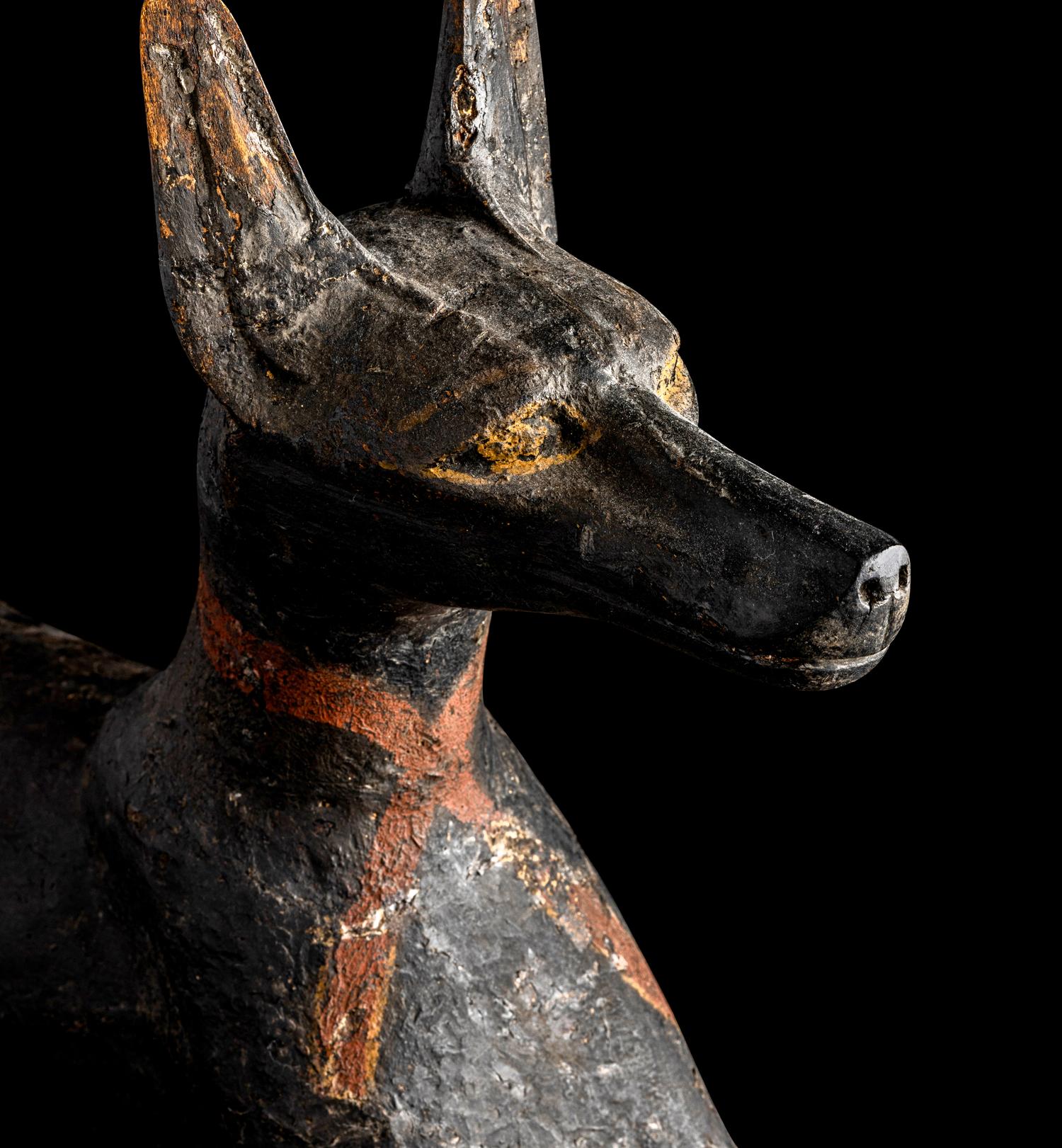 An Egyptian Painted Wood Anubis