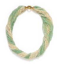 CULTURED SEED PEARL AND GREEN BEAD TORSADE NECKLACE