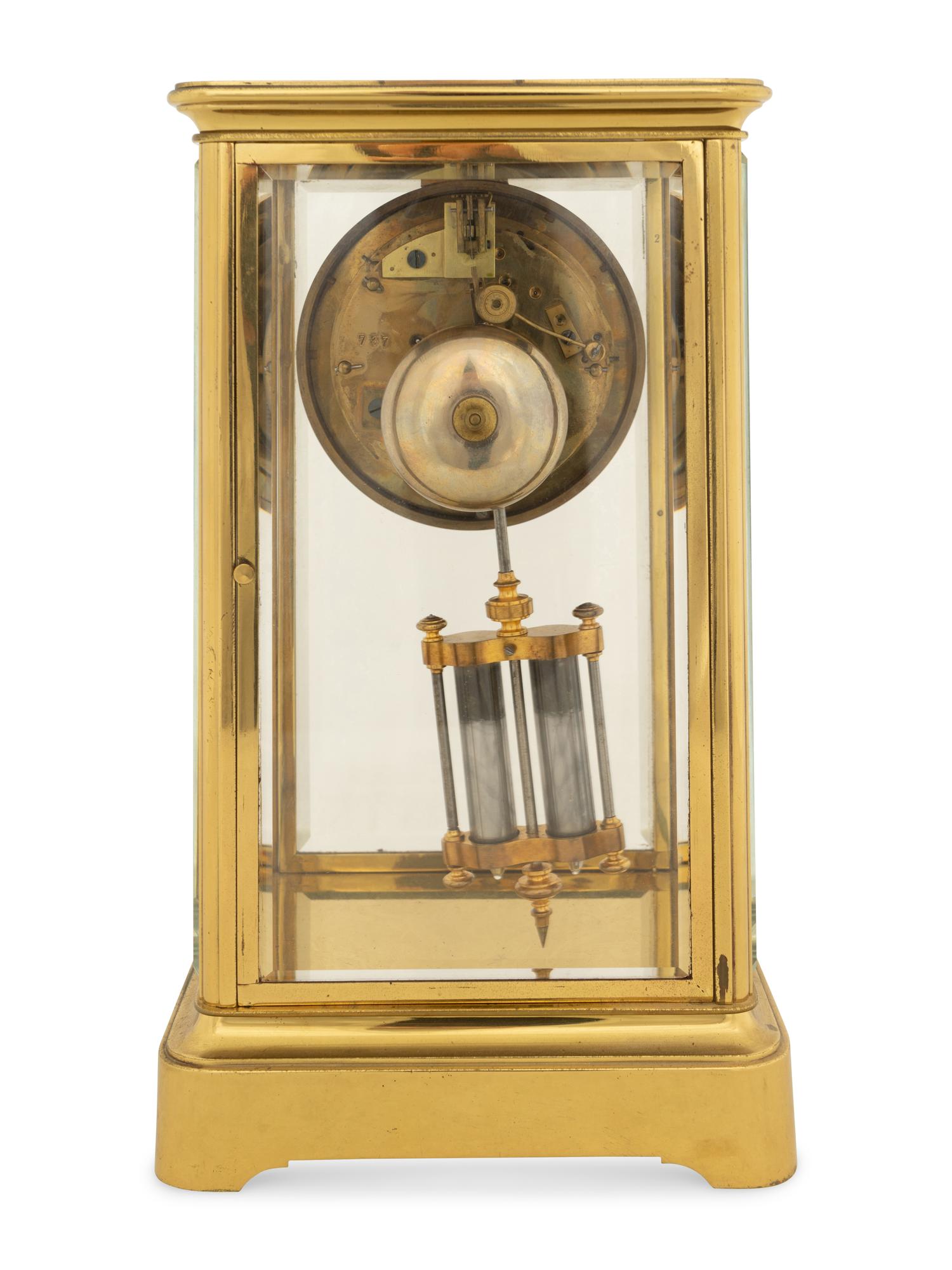 A Continental Gilt Brass Mantel Clock