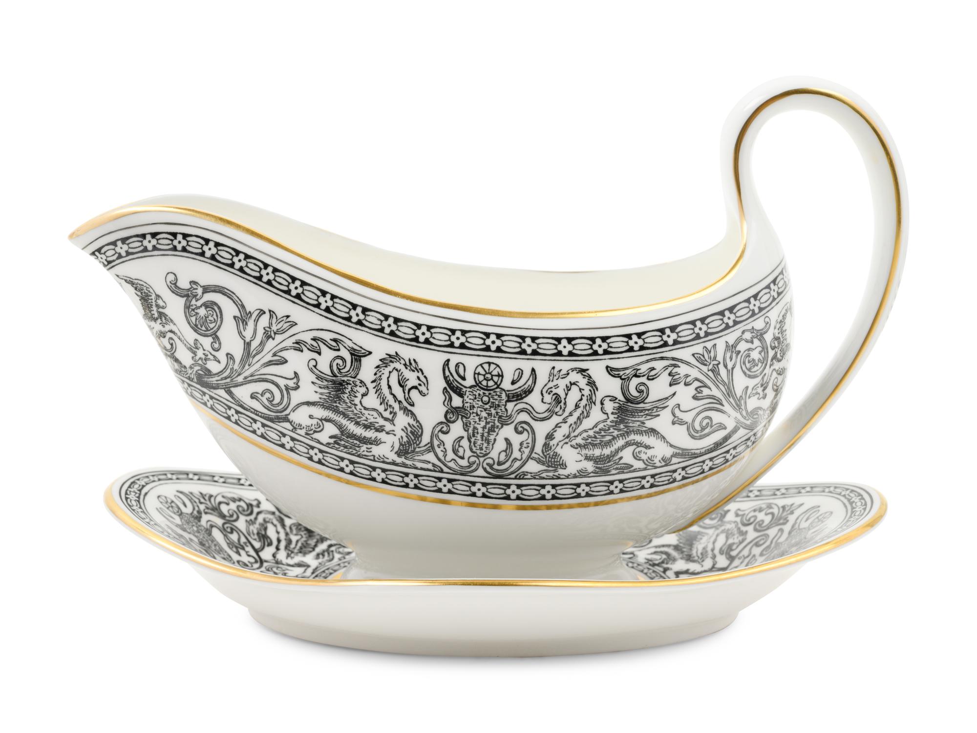A Group of Wedgwood Florentine Black & Gold Porcelain Articles