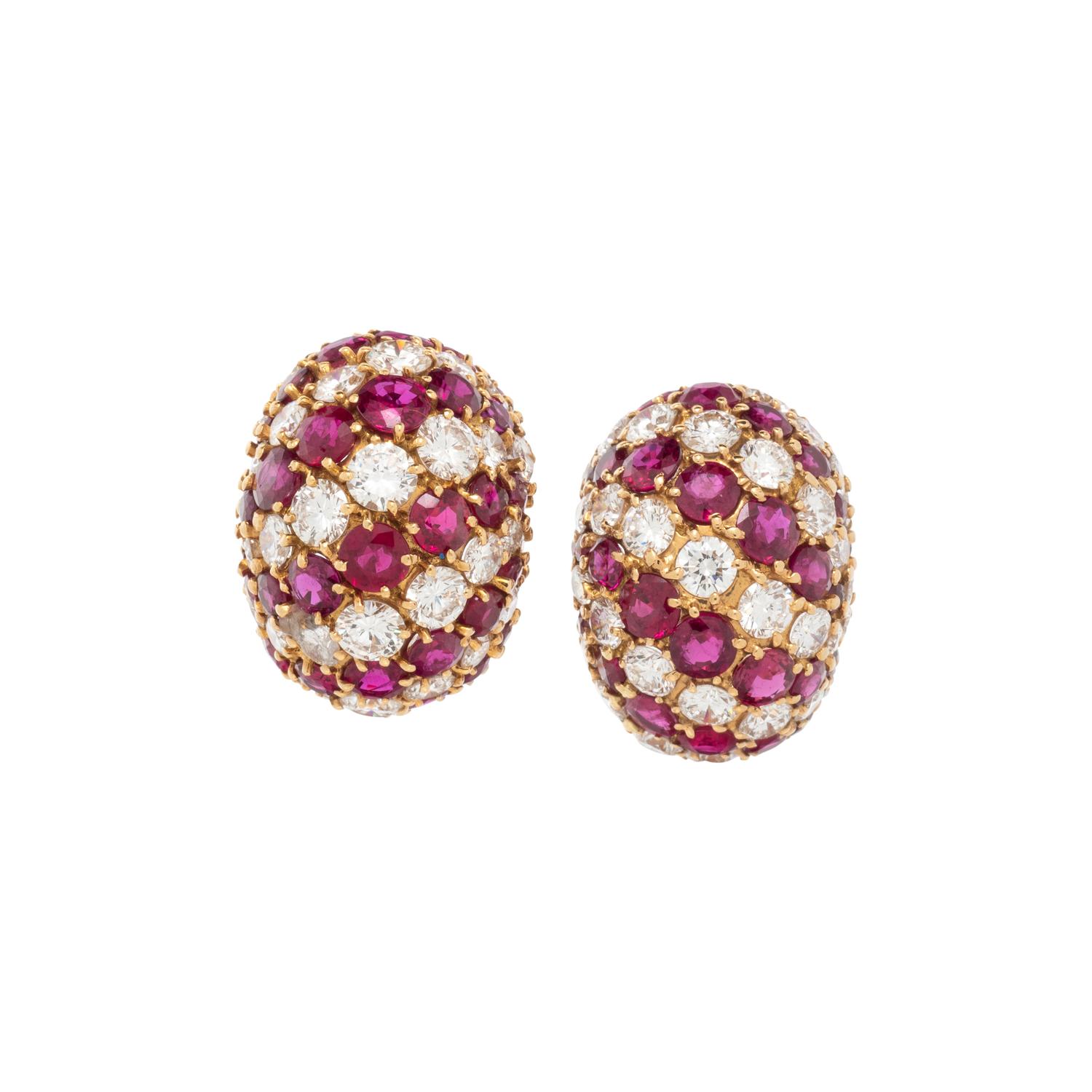RUBY AND DIAMOND CLIP EARRINGS