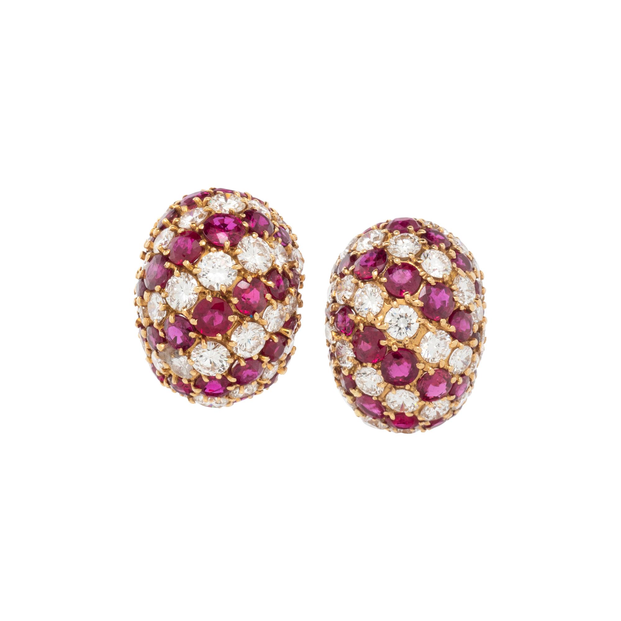 RUBY AND DIAMOND CLIP EARRINGS