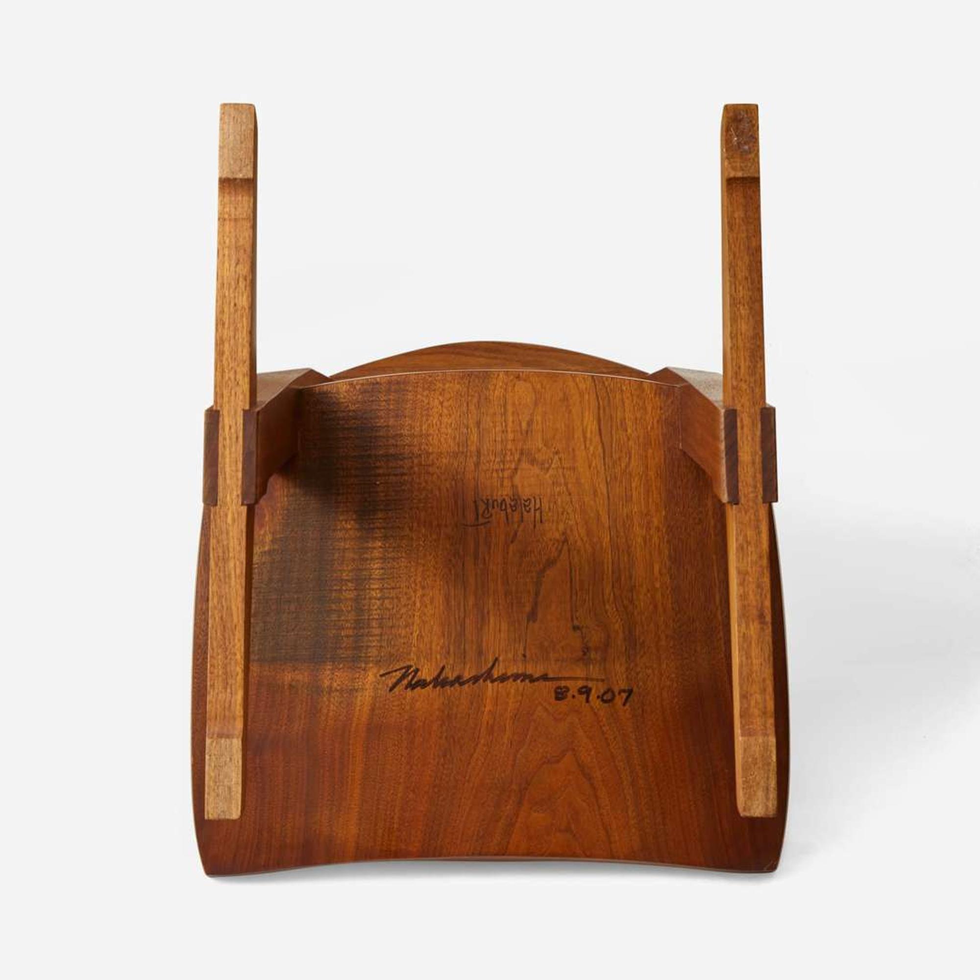 Mira Nakashima (American, b. 1942) Fine Single-Board "Conoid" Dining Table and Set of Six Single-Board "Conoid" Dining Chairs, George Nakashima Woodworker, New Hope, Pennsylvania, 2007