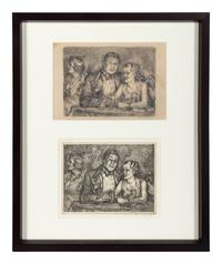 The Prizefighter and the Lady , c. 1936 (two examples: sketch and etching)