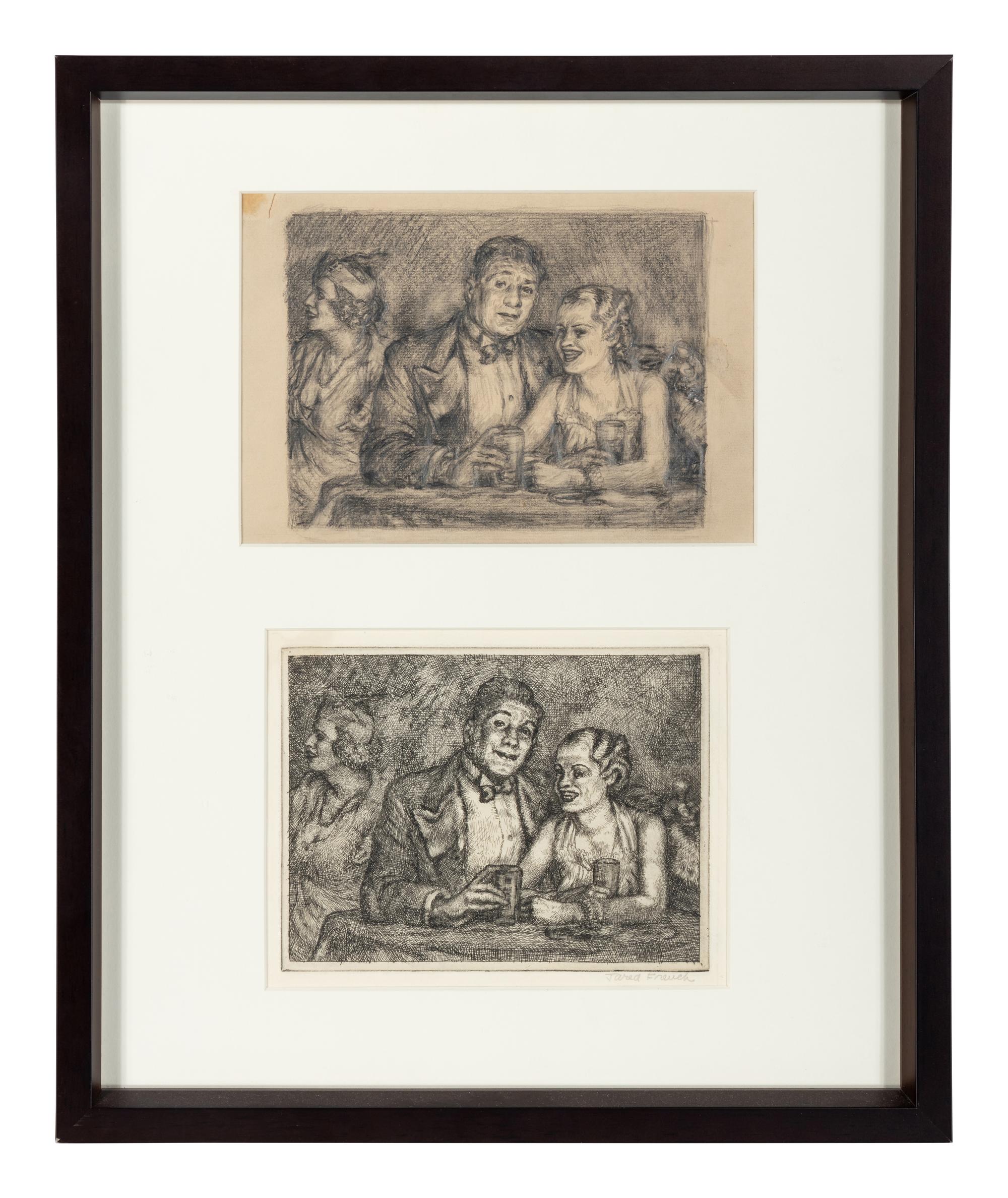 The Prizefighter and the Lady , c. 1936 (two examples: sketch and etching)