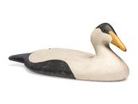 An Oversized Carved and Painted Wood Common Eider Male Decoy