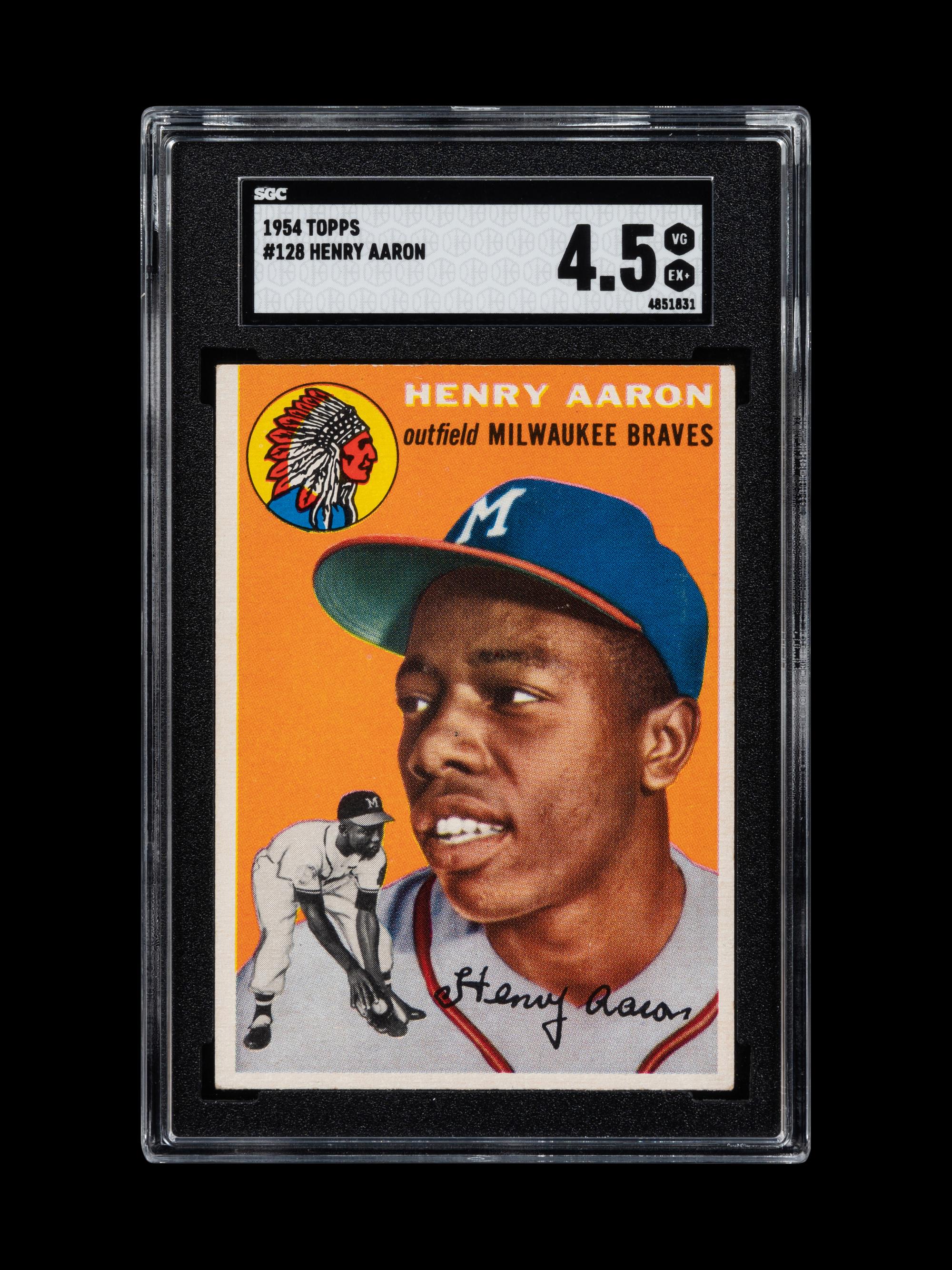 A 1954 Topps Hank Aaron Rookie Baseball Card No. 128 (SGC 4.5 VG/EX+)