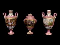 A Sevres Style Porcelain Three-Piece Garniture