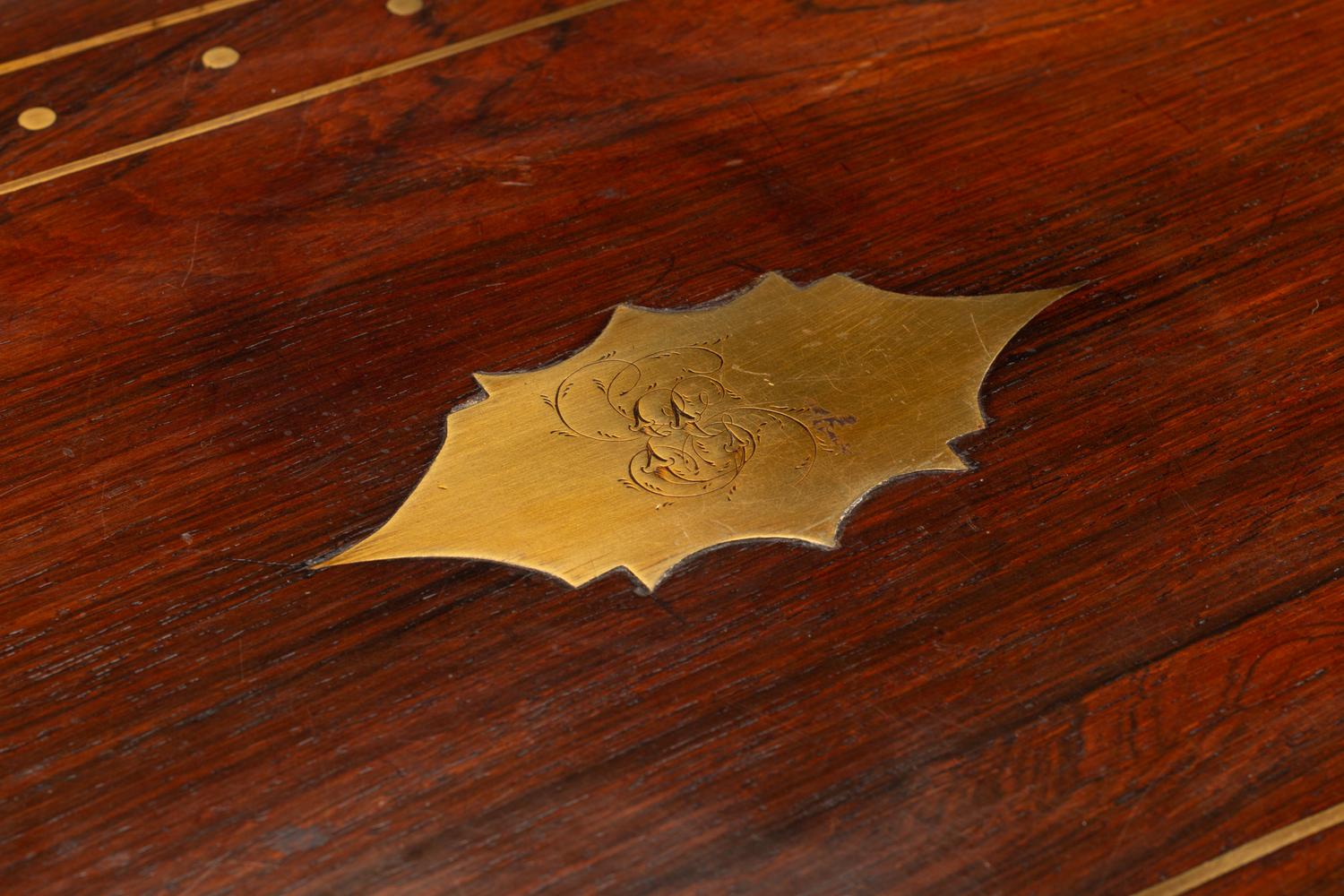 A Regency Brass-Inlaid Rosewood Writing Box