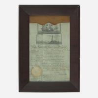 Chinese School 19th century Portrait of the Ship "Southerner", circa 1835, together with Andrew Jackson Signed Ship's Passport