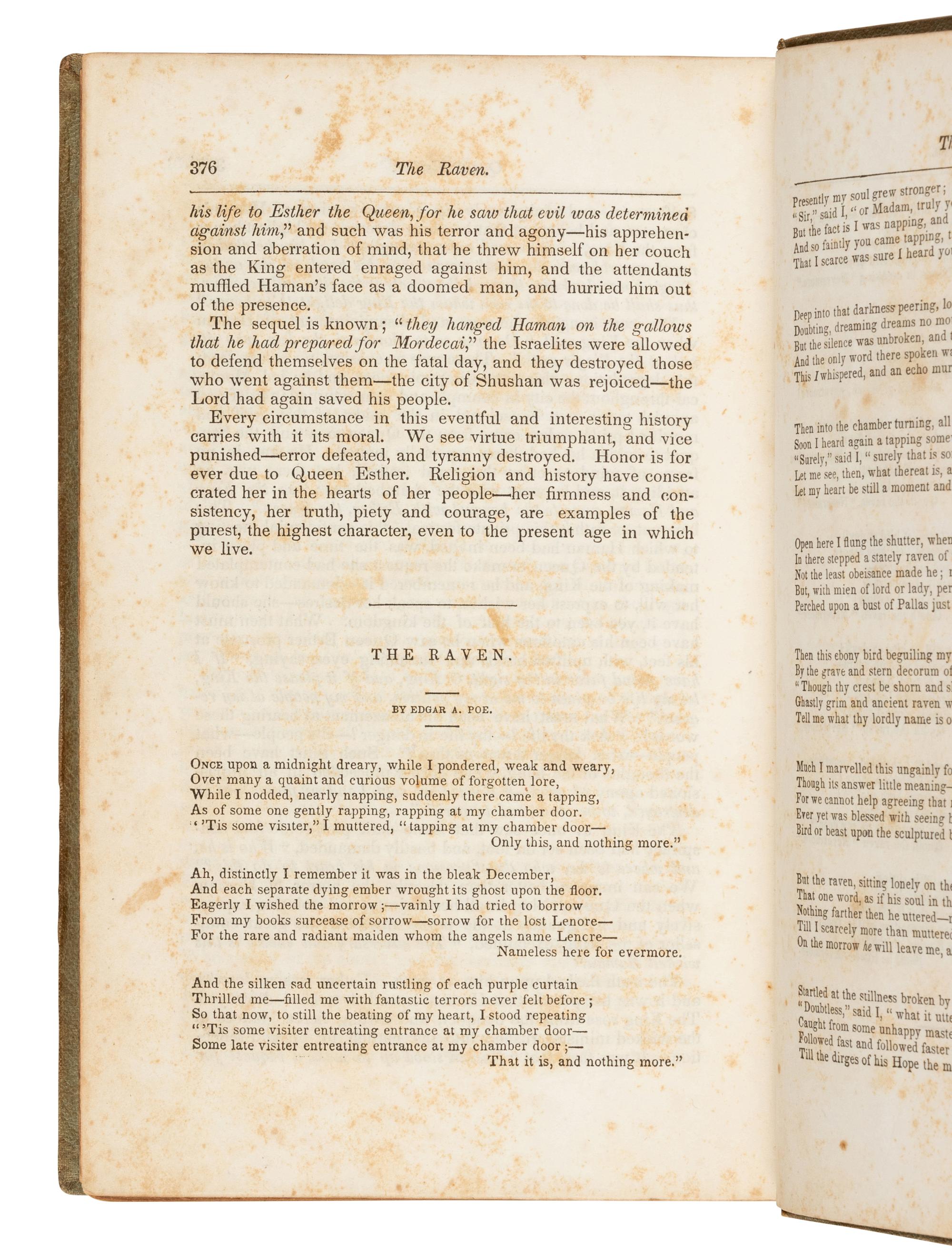 POE, Edgar Allan. "The Raven" in: The Literary Emporium; a Compendium of Religious, Literary, and Philosophical Knowledge, Vol. I&II . New York: J. K. Wellman, 1845.