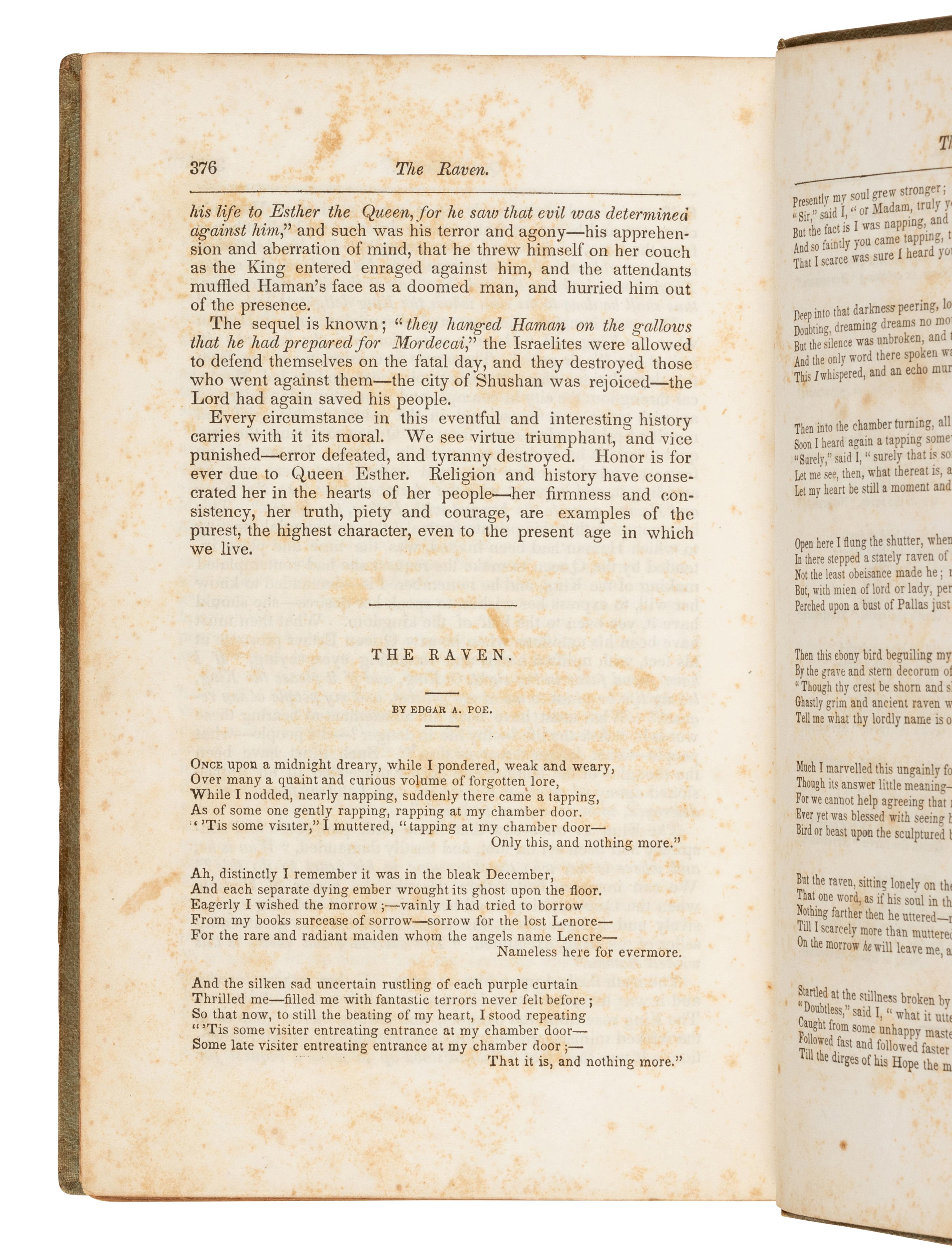 POE, Edgar Allan. "The Raven" in: The Literary Emporium; a Compendium of Religious, Literary, and Philosophical Knowledge, Vol. I&II . New York: J. K. Wellman, 1845.