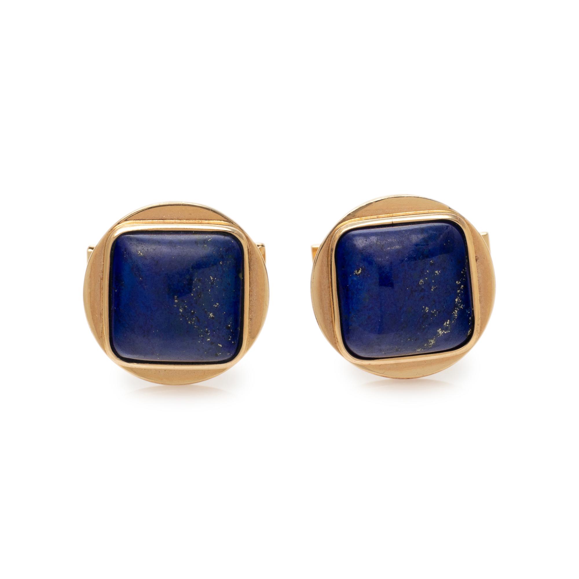 YELLOW GOLD AND LAPIS LAZULI CUFFLINKS