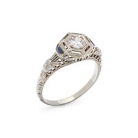 DIAMOND AND SYNTHETIC SAPPHIRE RING