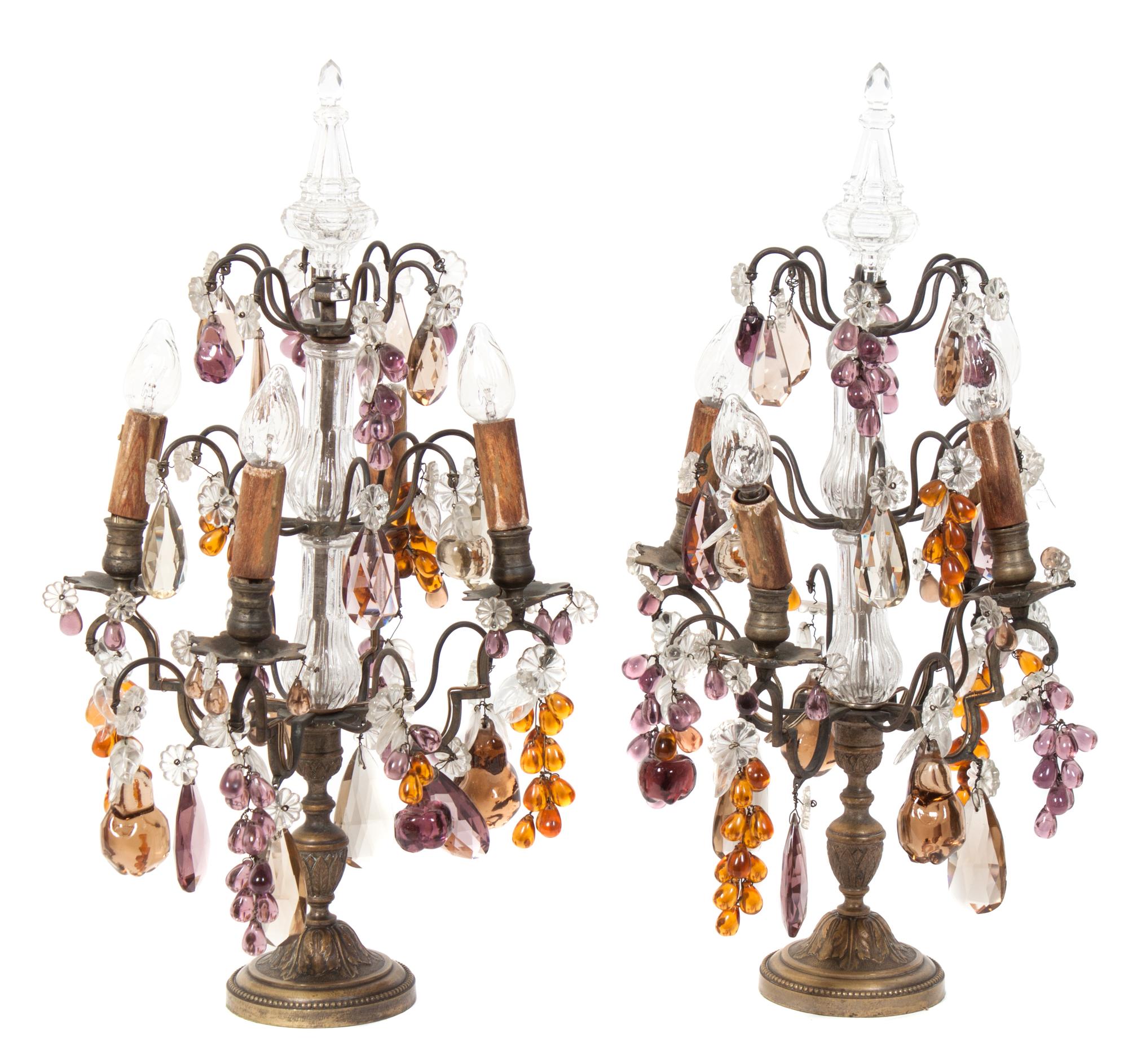 Two Art Deco Electrified Candelabrum Height 21 1/2 inches.