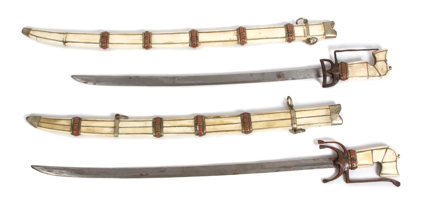 Two Middle-Eastern Ornamental Swords Length 36 inches. — 19TH CENTURY