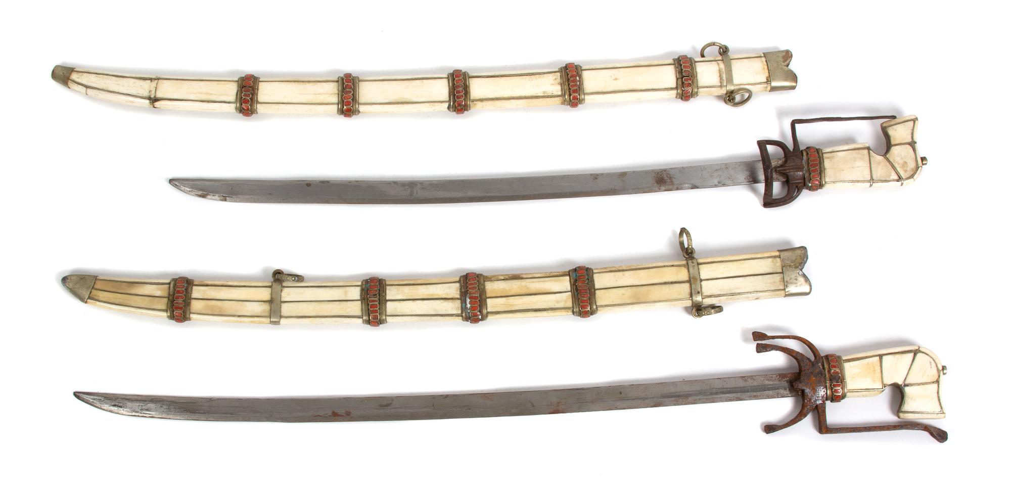 Two Middle-Eastern Ornamental Swords Length 36 inches. — 19TH CENTURY