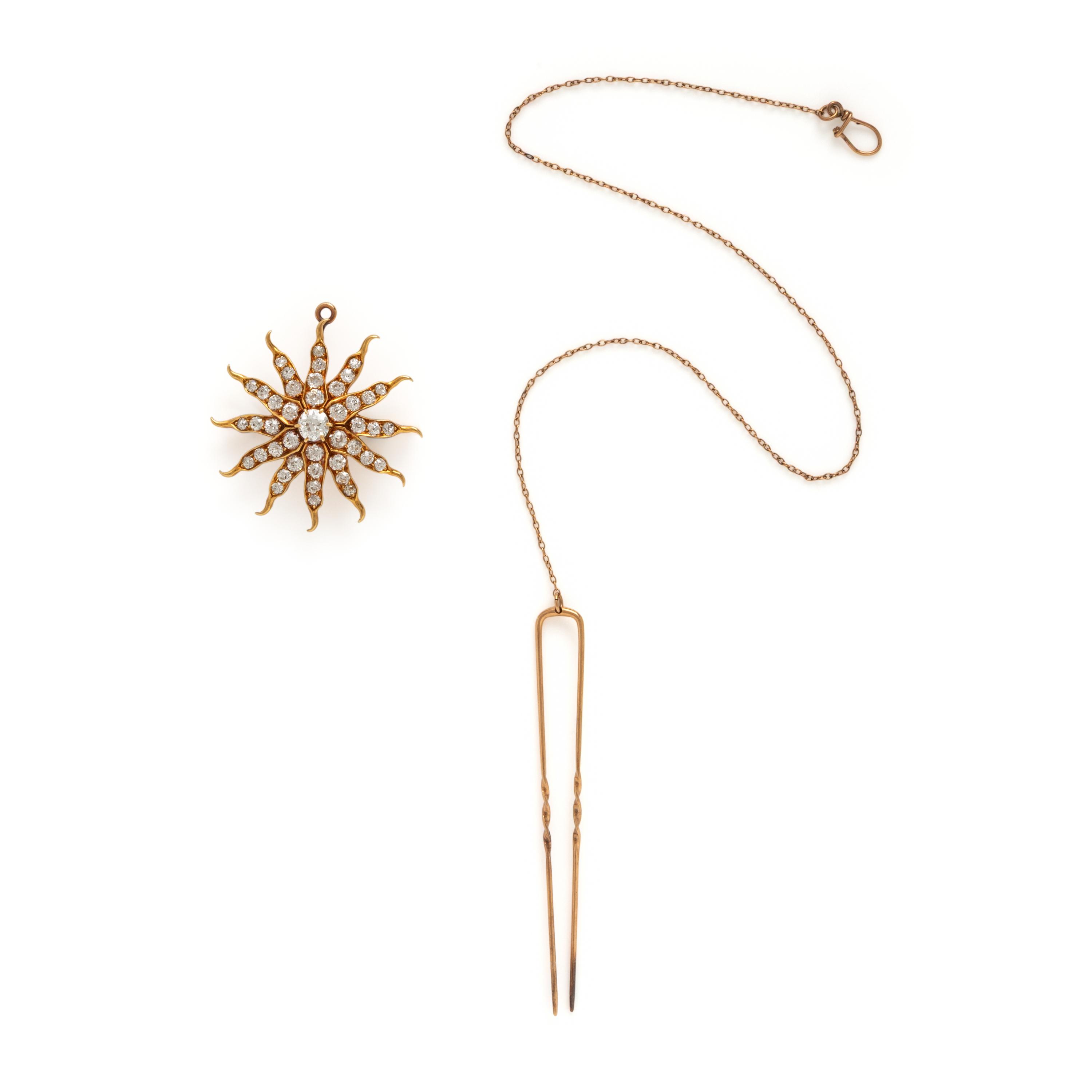 Diamond and Yellow Gold Convertible Brooch