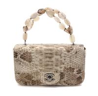 A Rare Chanel Beige Python Mini Flap Bag, 7 x 4 x 1 1/2 inches.