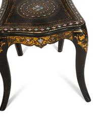 A Pair of Victorian Mother-of-Pearl Inlaid Black Lacquer Side Chairs