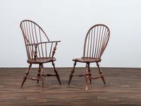 Two D.R. Dimes Brown-Painted Windsor Chairs