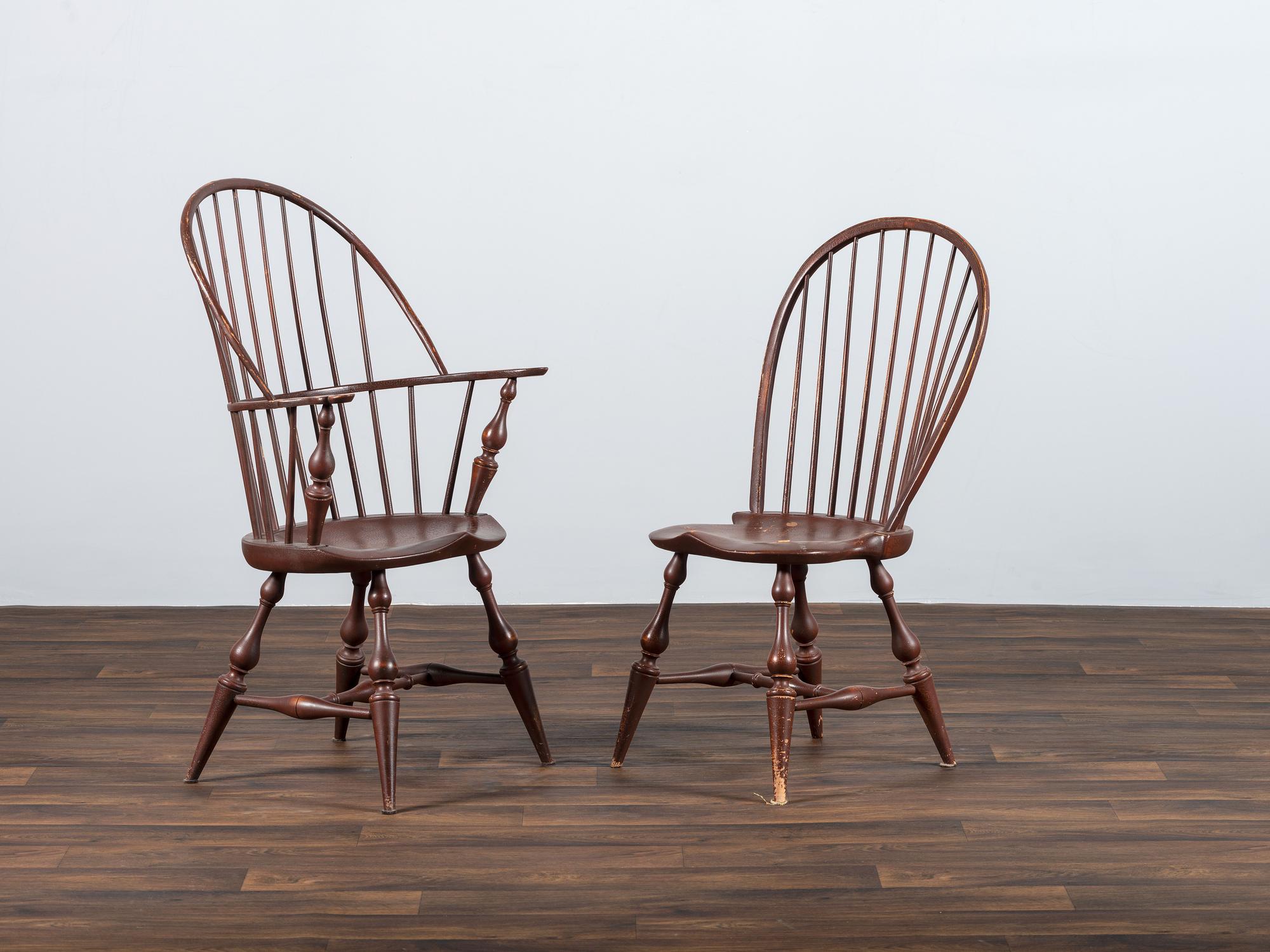 Two D.R. Dimes Brown-Painted Windsor Chairs