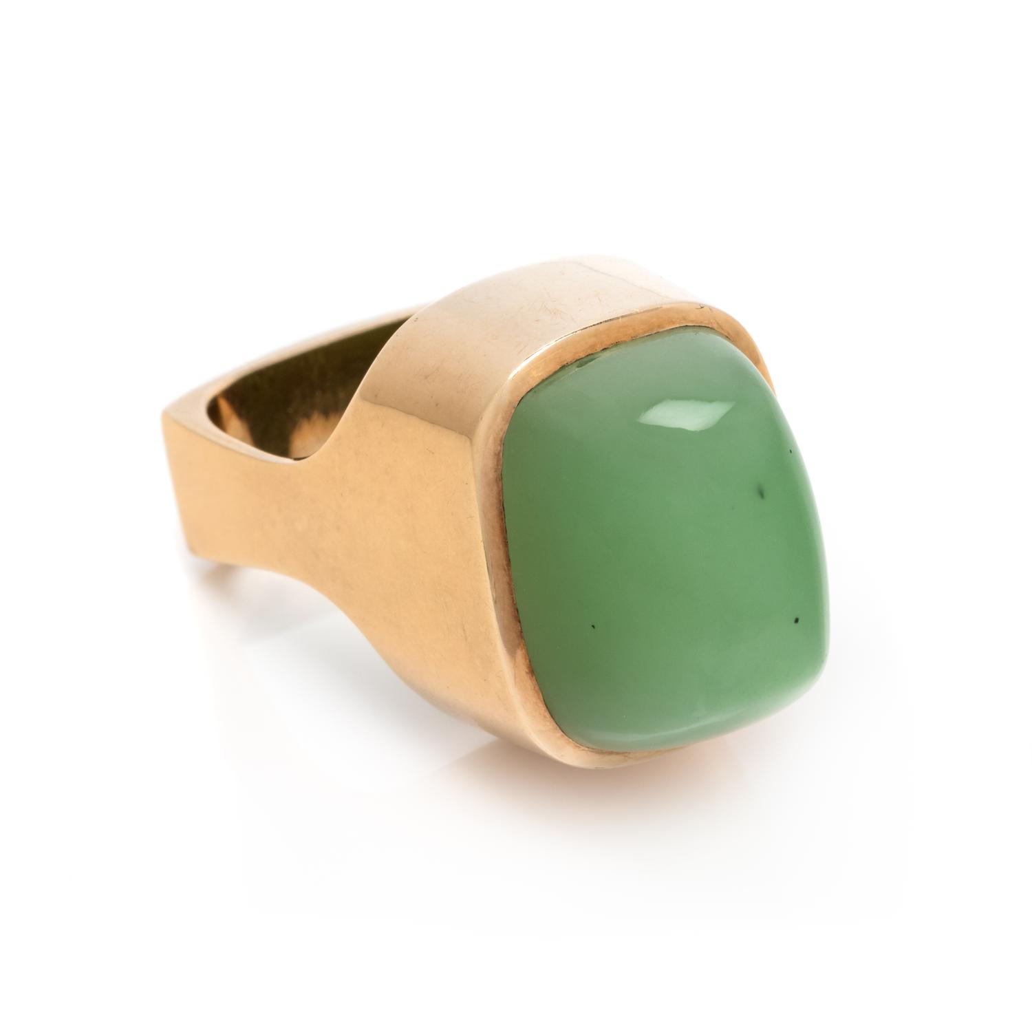 OLE LYNGGAARD, YELLOW GOLD AND NEPHRITE RING