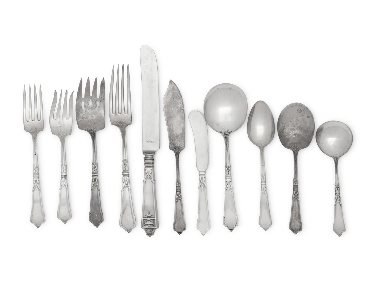 An American Cased Silver Flatware Service