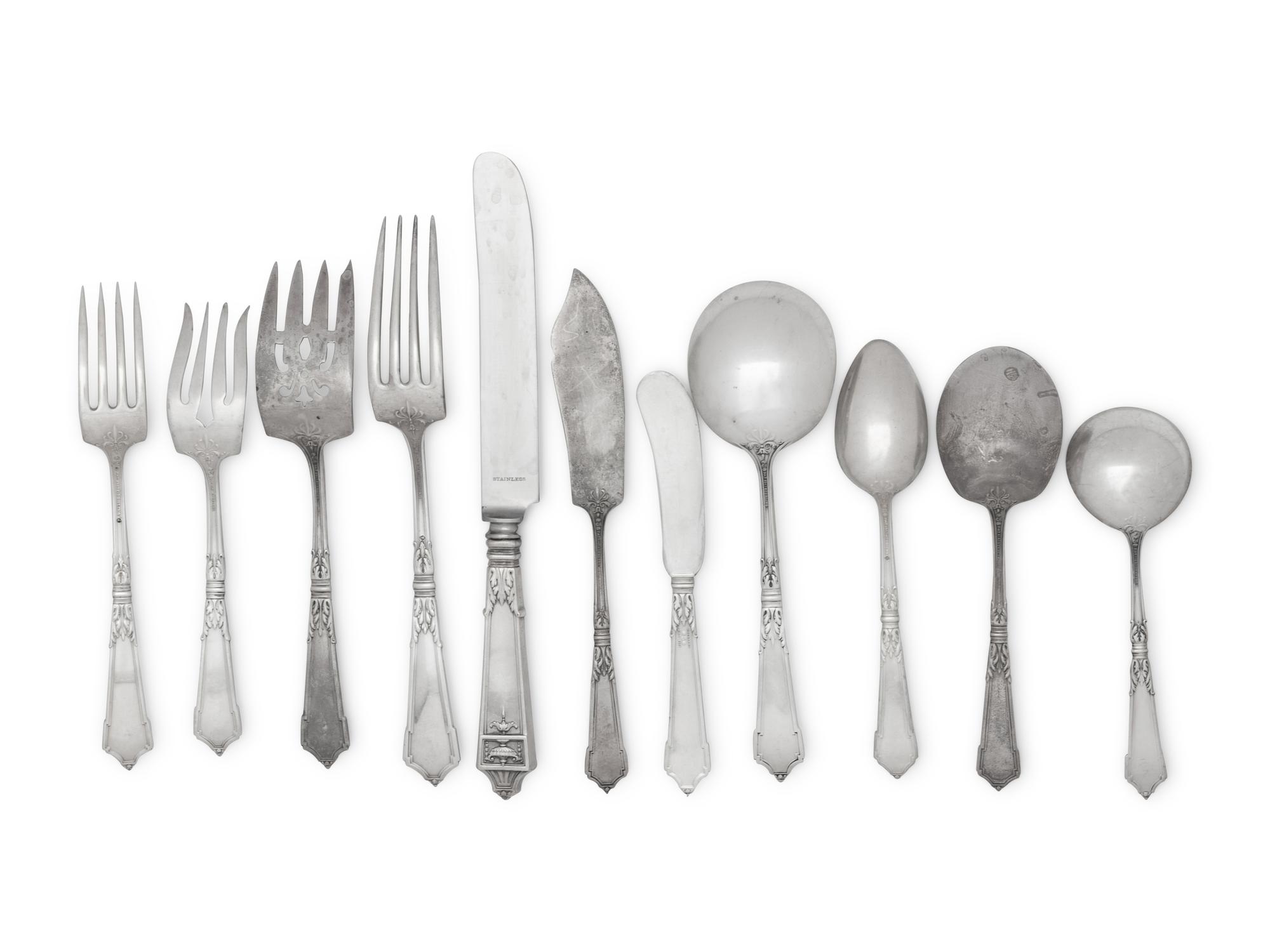 An American Cased Silver Flatware Service