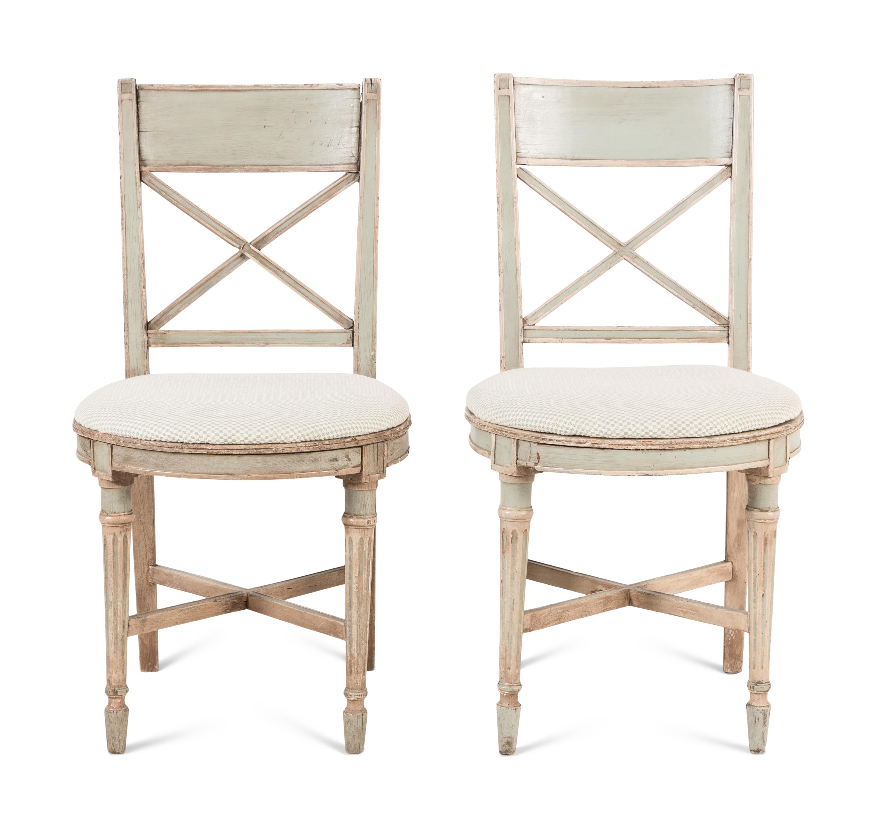 A Pair of Italian Painted Side Chairs