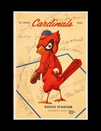 A 1955 St. Louis Cardinals and Cincinnati Reds Multi Signed Autograph Program Scorecard Featuring Stan Musial (Beckett Authentication Services)