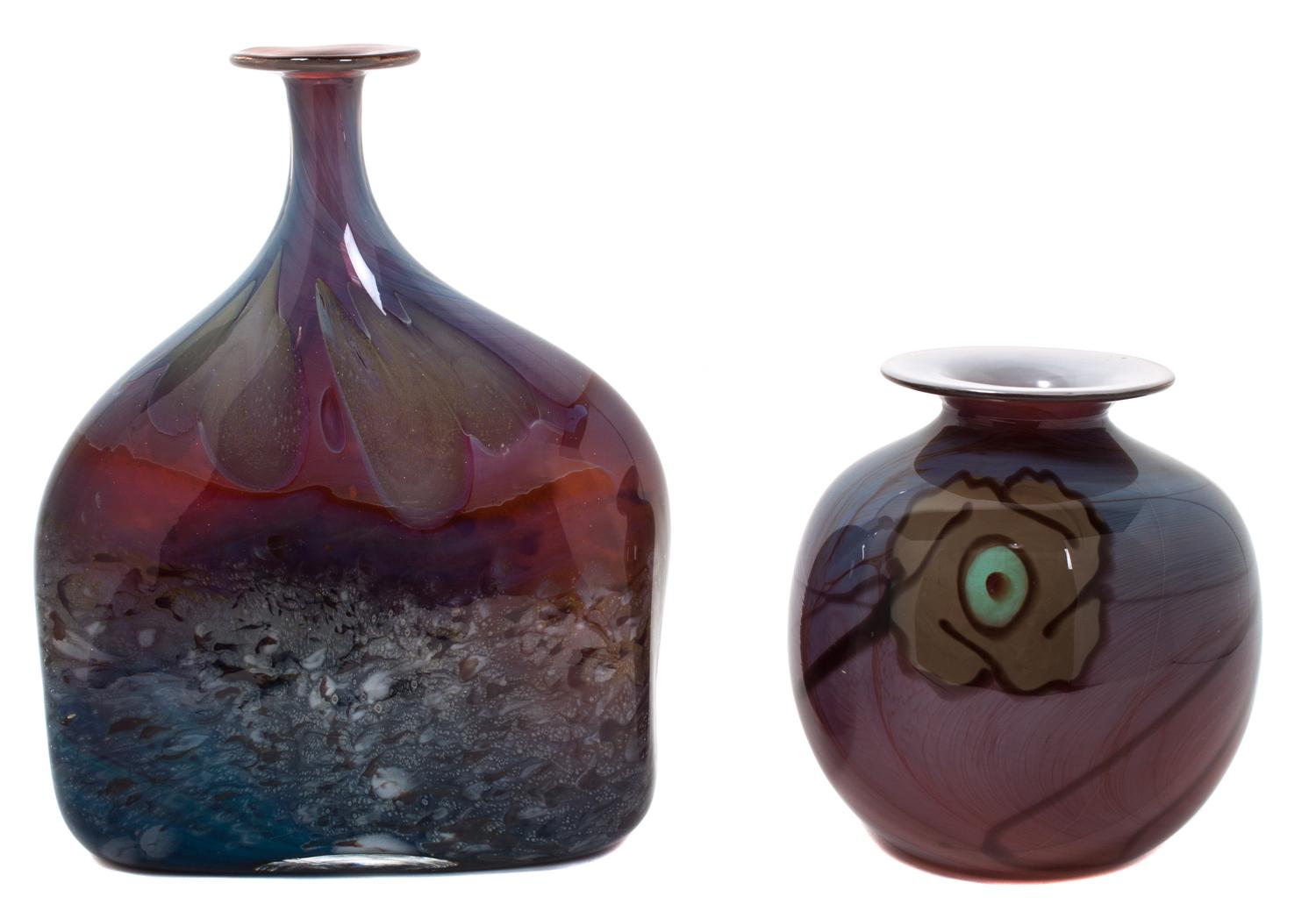 Two American Studio Art Glass Vases Height of taller 12 1/2 inches. — DANIEL ELDER