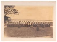 [EARLY PHOTOGRAPHY]. Large format photograph of a group of women in uniform and armed, possibly members of a home guard.