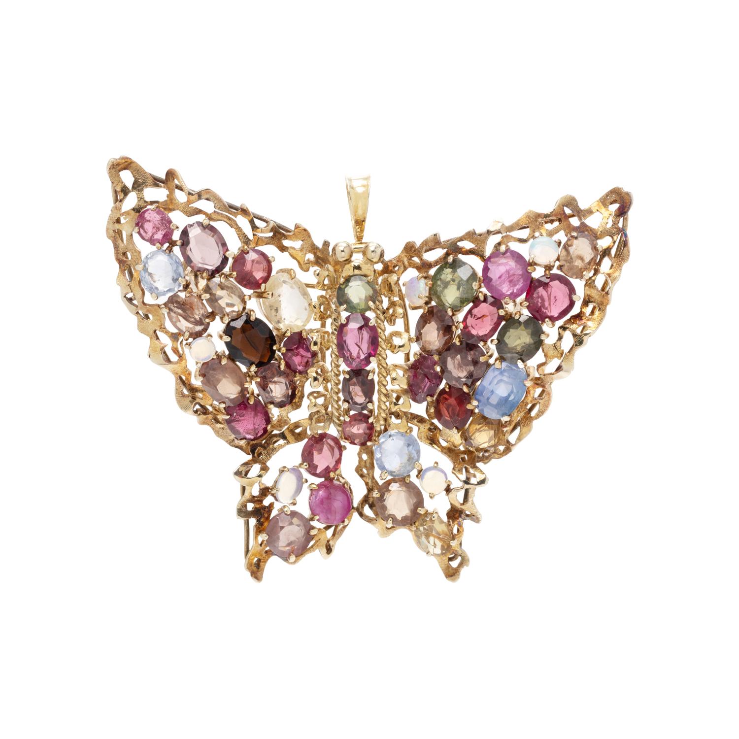 MULTIGEM BUTTERFLY PENDANT/BROOCH