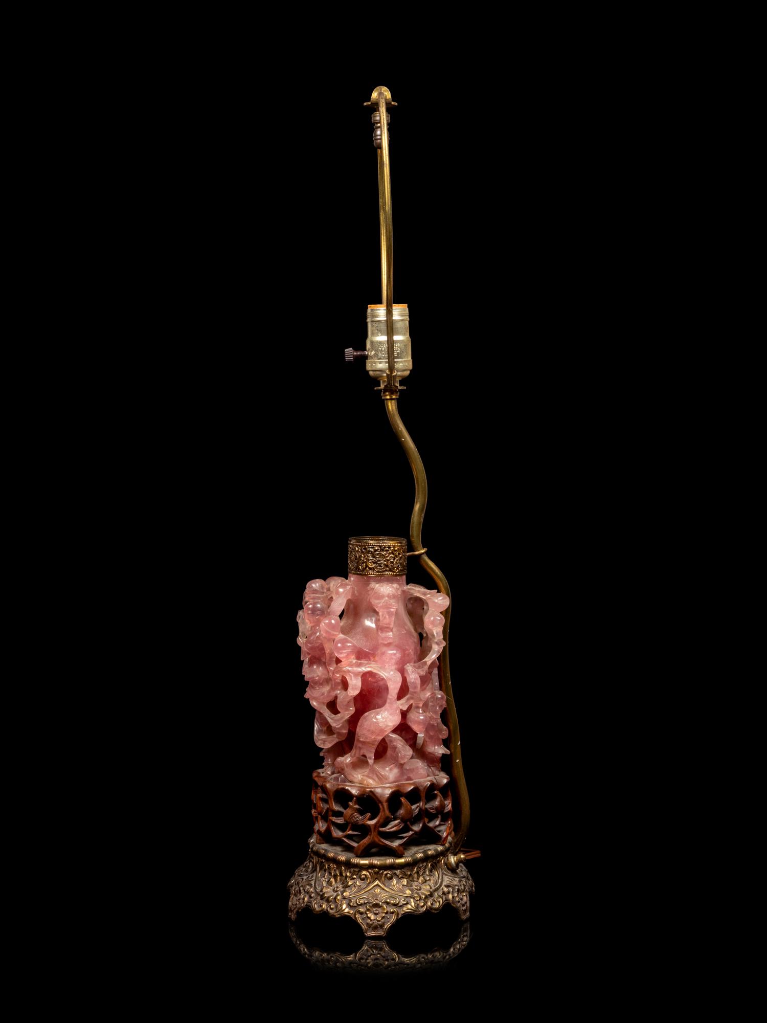A Chinese Carved Rose Quartz Vase
