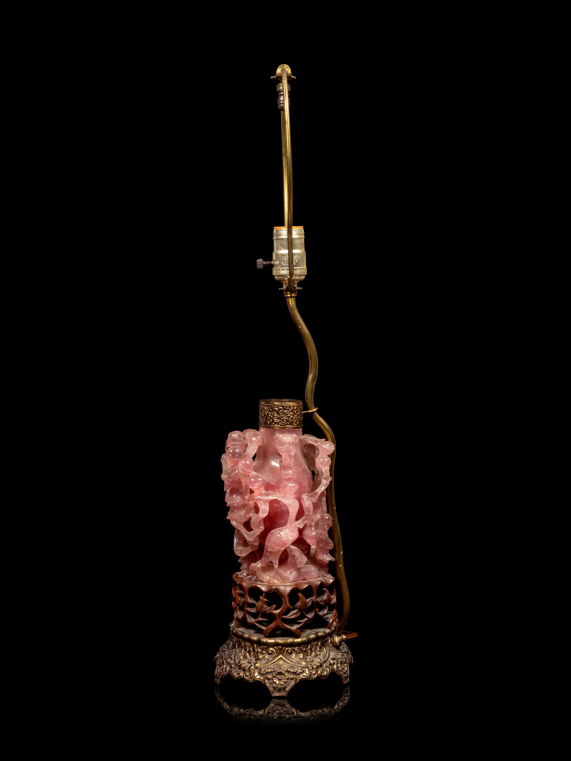 A Chinese Carved Rose Quartz Vase