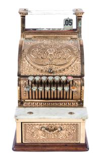 A National Cash Register Height 17 x width 10 x depth 15 1/2 inches.