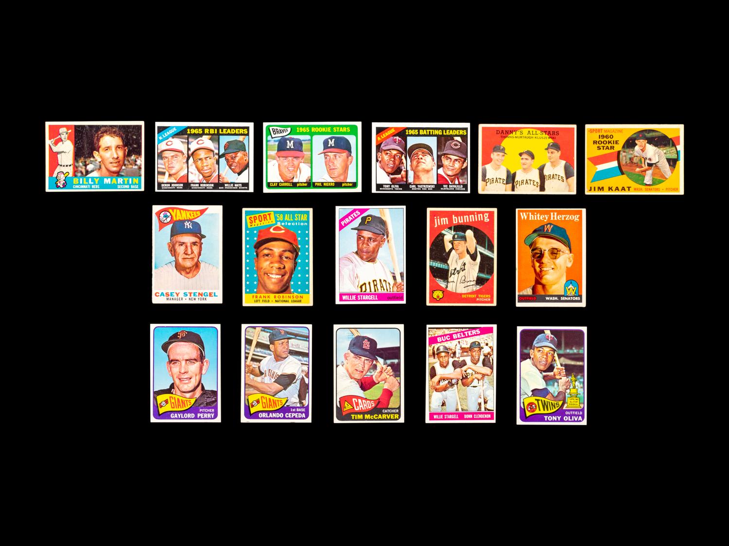 A Group of 245 Assorted 1950s and 1960s Topps Baseball Cards Including Stars and Hall of Famers,