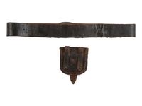 [CIVIL WAR]. Civil War-era militaria including belt, cap pouch, and field glasses.