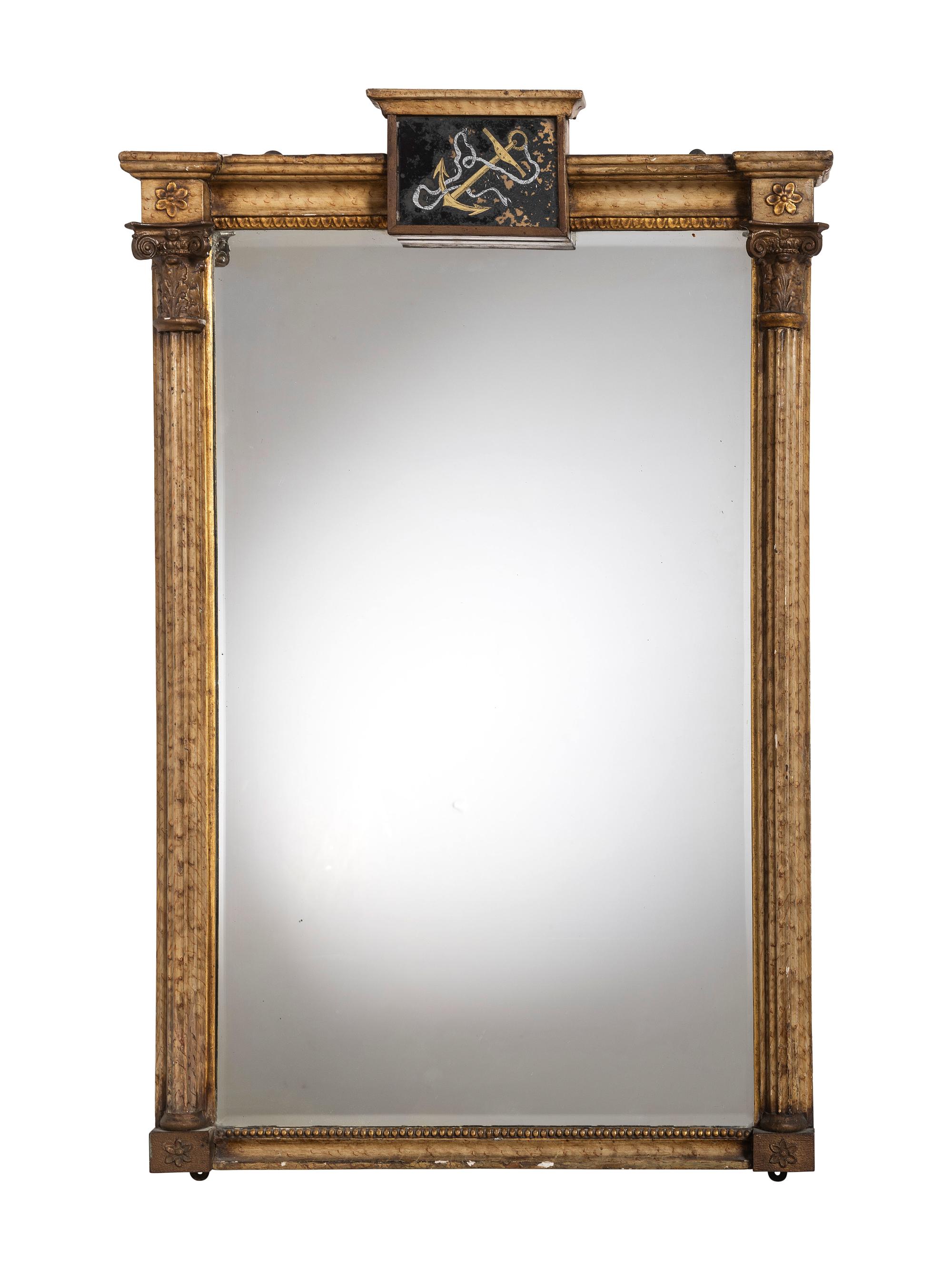 A Federal Style Giltwood and Eglomise Mirror