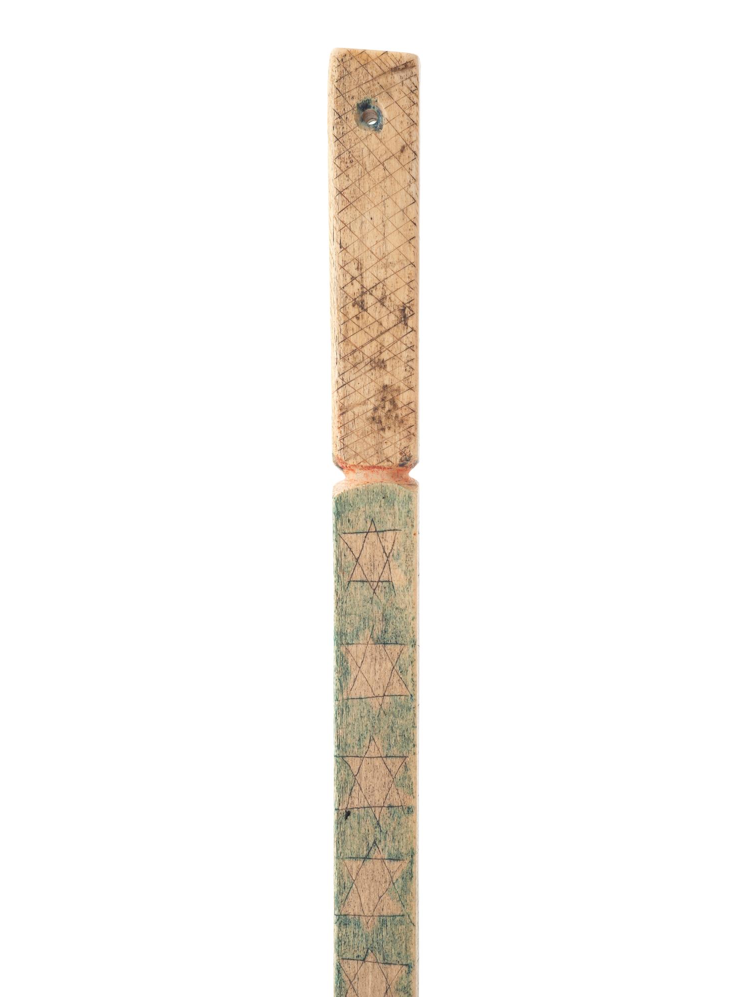 A Scrimshaw Incised and Painted Whale Bone American Flag Cane