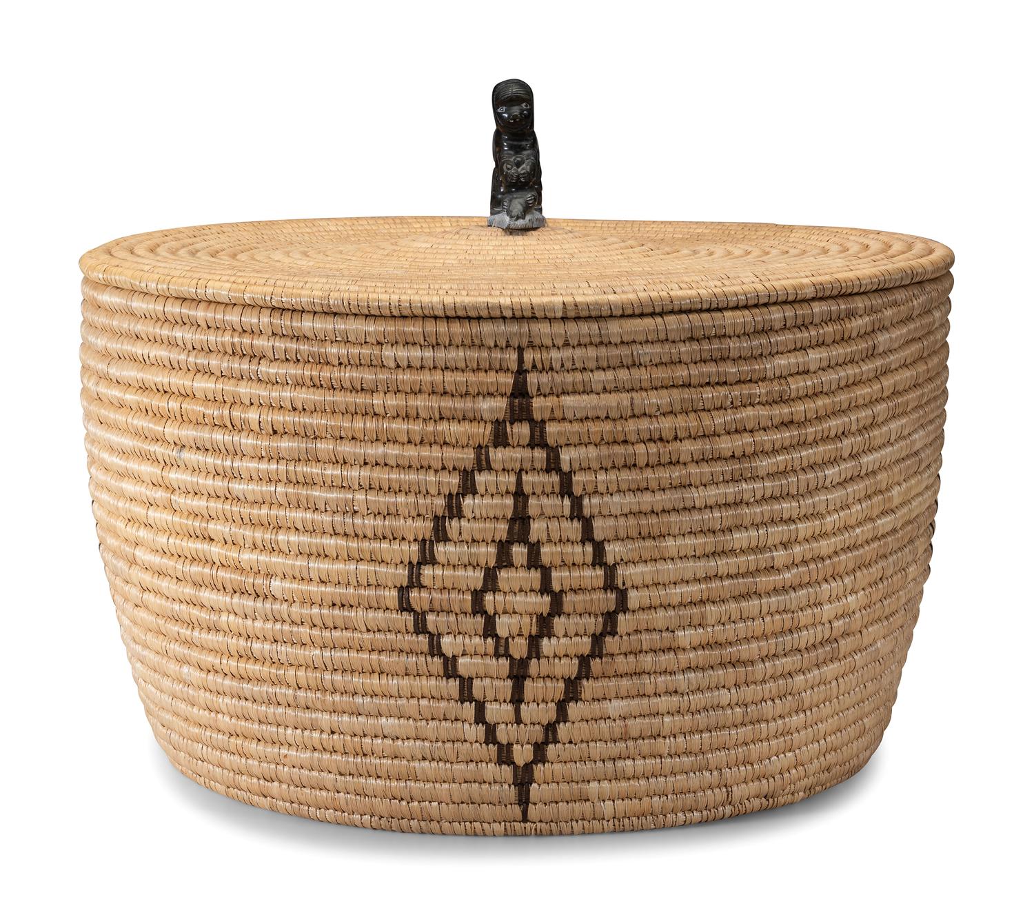 Lidded Storage Basket with Soapstone Finial